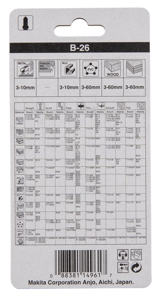 A-85771 Stichsägeblatt B-26 Kurvenblatt Holz/Metall/Kunststoff