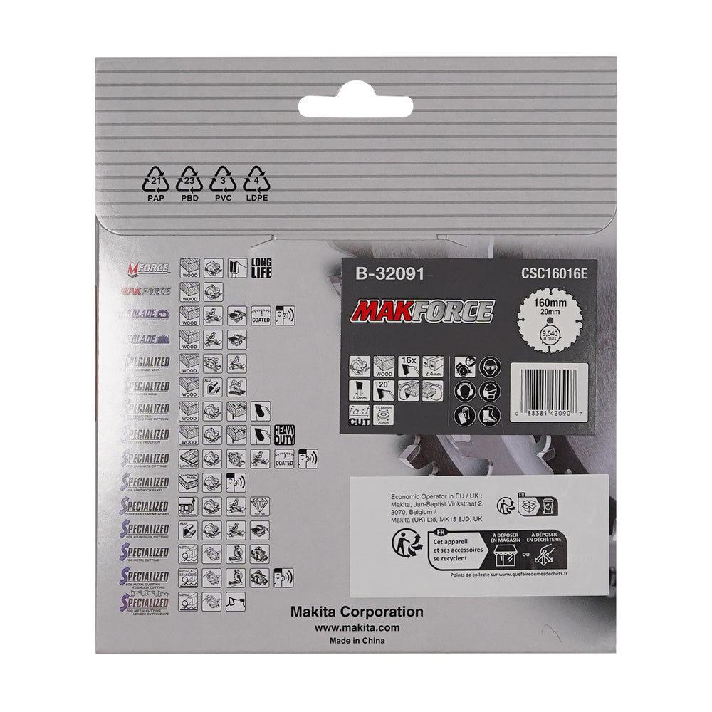 Kreissägeblatt 160x20x16Z MAKFORCE
