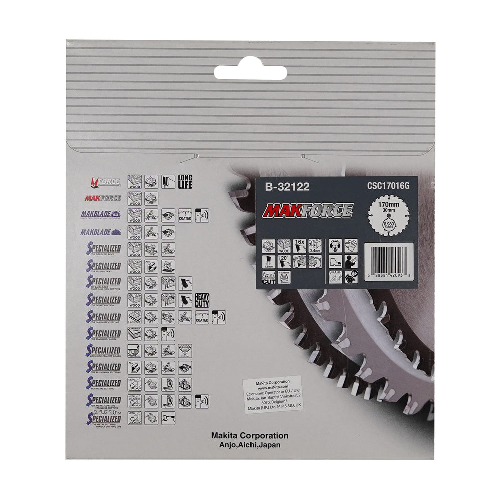 Kreissägeblatt 170x30x16Z MAKFORCE