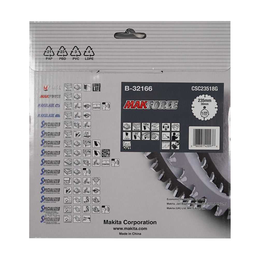 Kreissägeblatt 235x30x18Z MAKFORCE
