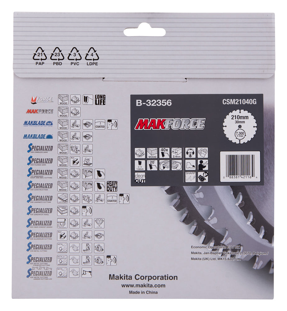 Kreissägeblatt 210x30x40Z MAKFORCE