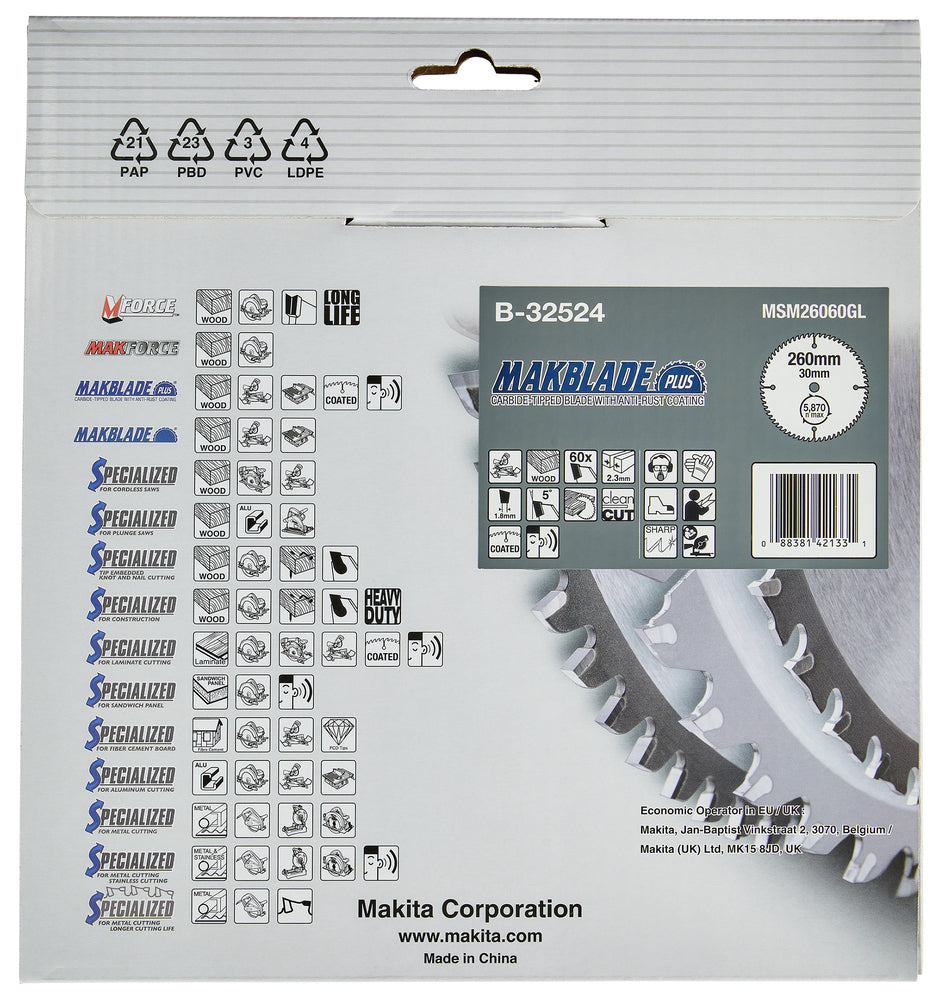Kreissägeblatt 260x30x60Z MAKBLADE PLUS