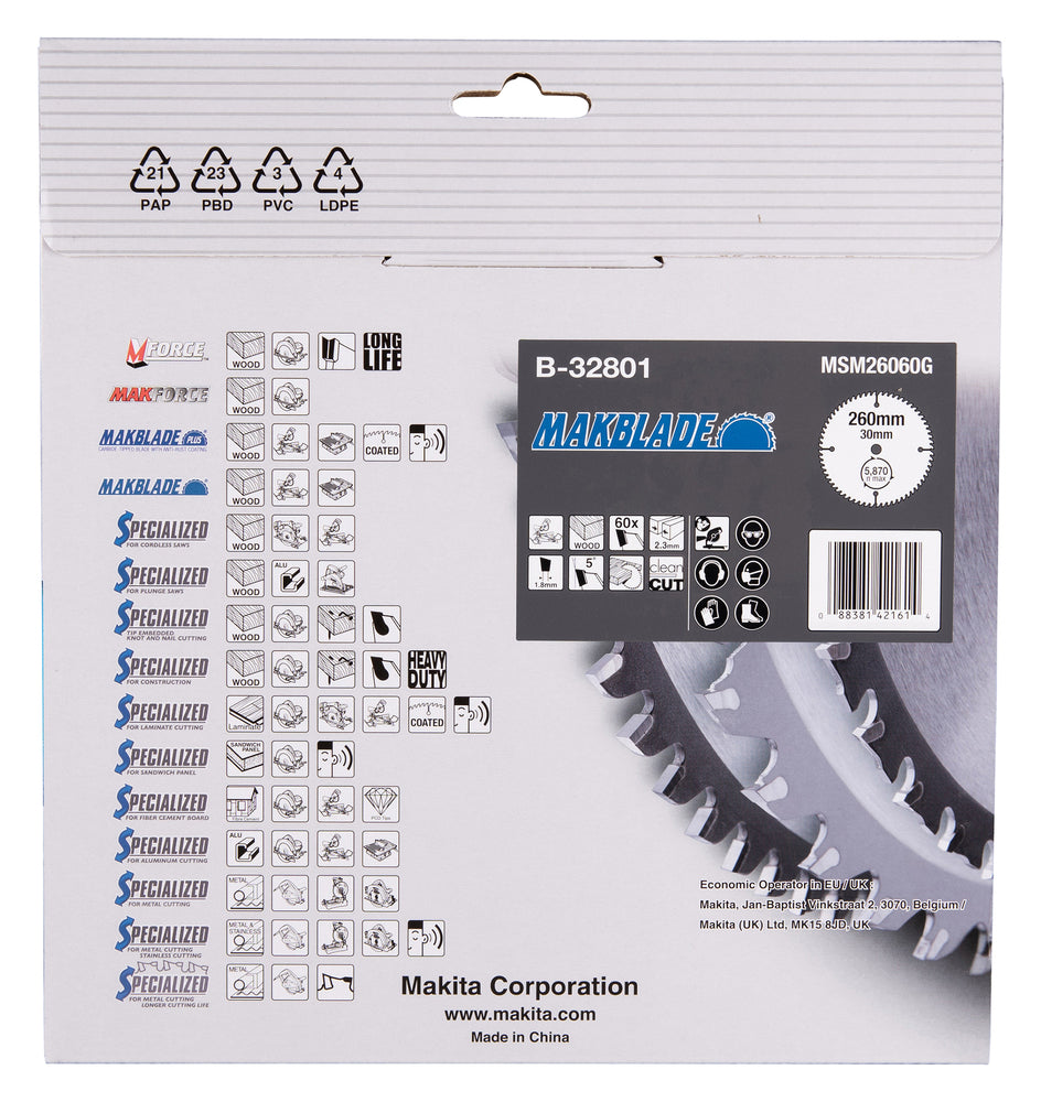 MAKBLADE Sägeb. 260x30x60Z B-32801