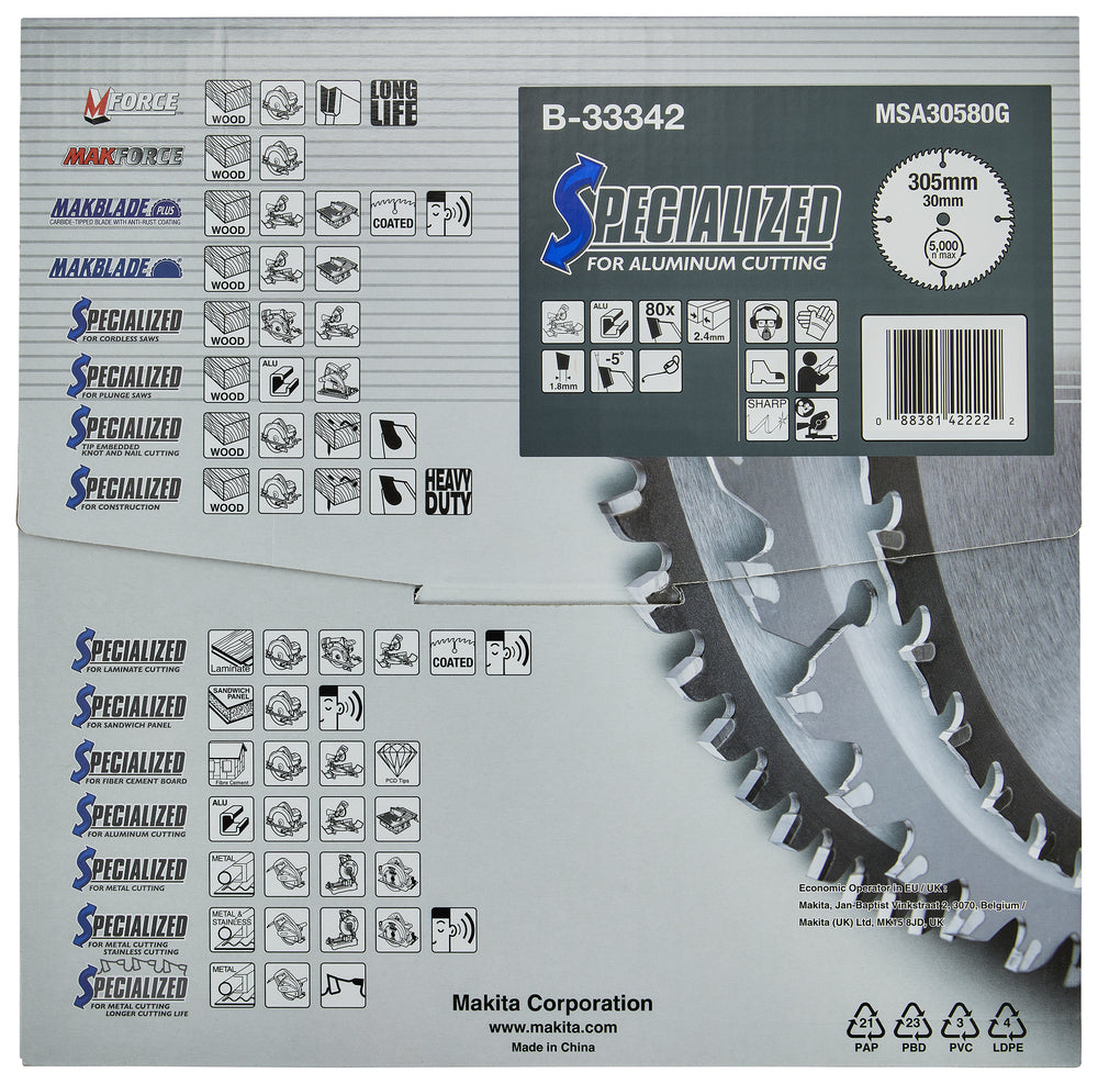 Kreisägeblatt 305x30x80Z Specialized Aluminium
