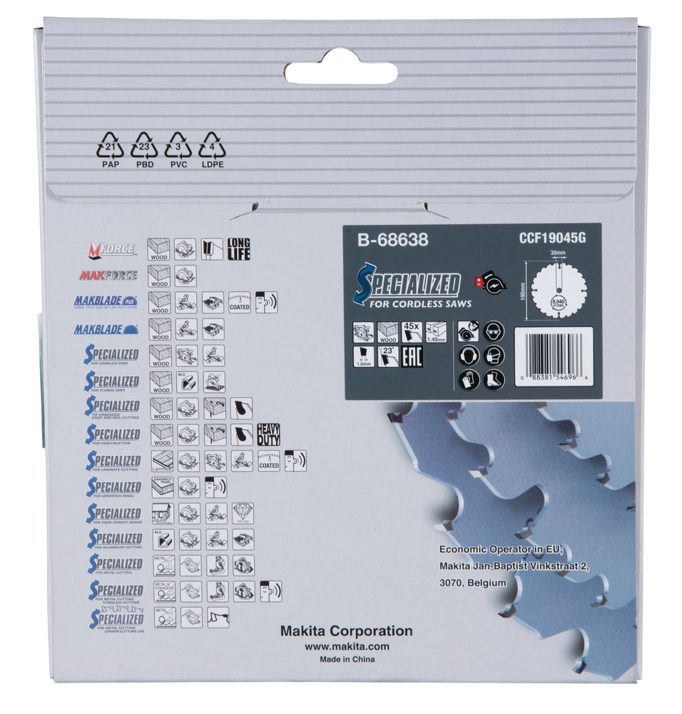 Sägeblatt 190x1,45x30, 45Z EFFICUT B-68638