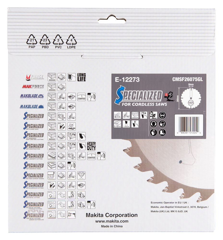 Sägeblatt 260x2,15x30, 75Z EFFICUT E-12273