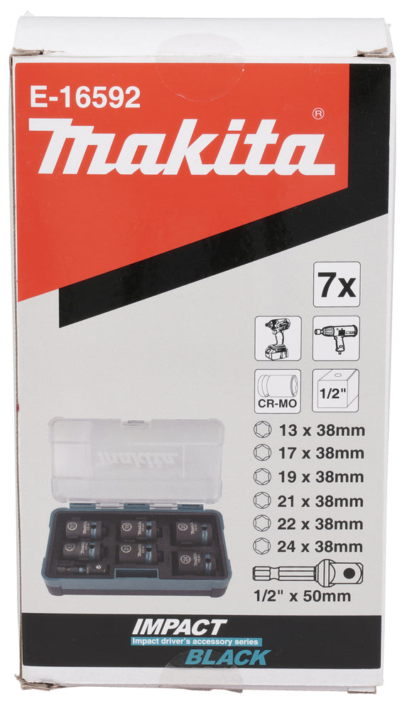 E-16592 Schlagnuss-Set 7-tlg.1/2" Impact Black