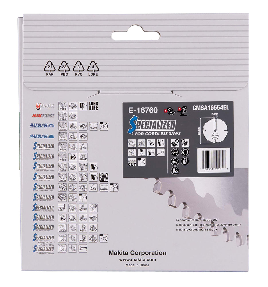 E-16760 Kreissägeblatt 165x20x54Z EFFICUT Aluminium