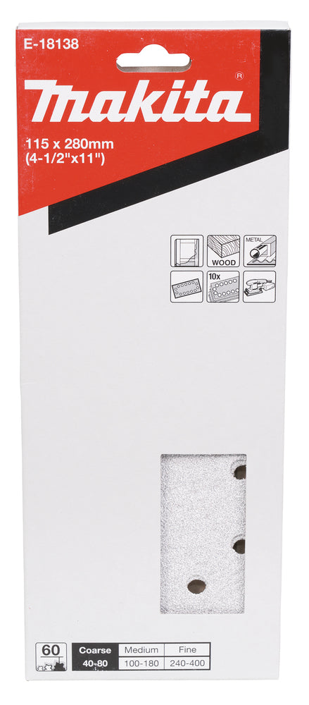E-18138 Schleifpapier P60 115x280mm gelocht