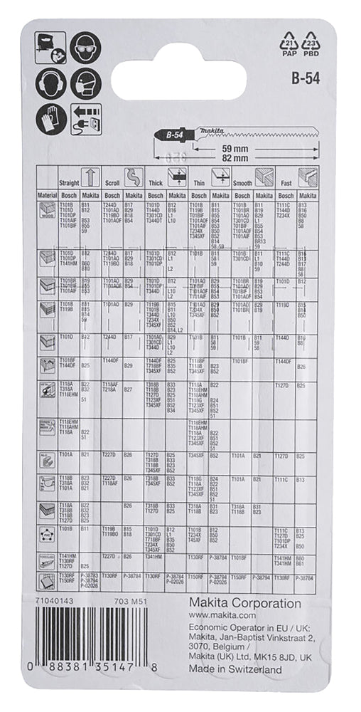 Stichsägeblatt B-54 bi Kurvenblatt Laminat