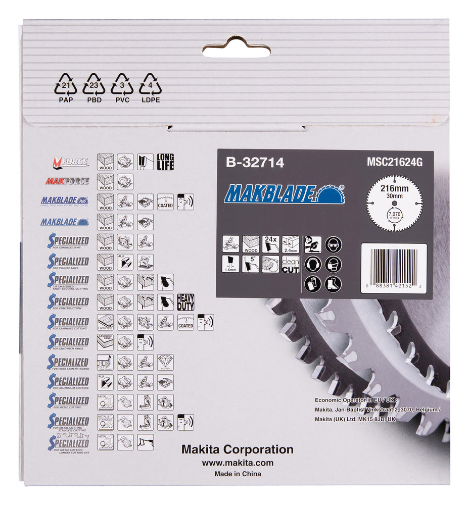 B-32714 MAKBLADE Sägeb. 216x30x24Z