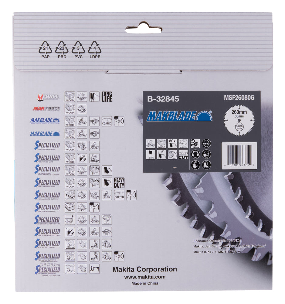 B-32845 MAKBLADE Sägeb. 260x30x80Z