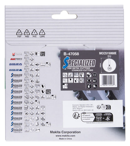 B-47058 Sägeblatt f. Inox 150x20x60Z