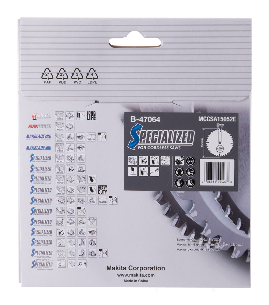 B-47064 Sägeblatt f. Alu 150x20x52Z