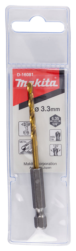 D-16081 Bohrer 3,3mm 1/4" HSS-TiN