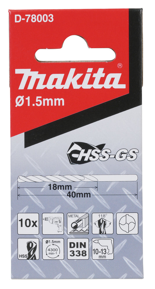 D-78003 Bohrer 1,5mm HSS-GS 10Stk.