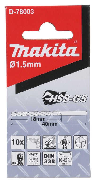 D-78003 Bohrer 1,5mm HSS-GS 10Stk.
