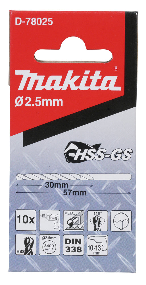 Bohrer 2,5mm HSS-GS 10Stk.