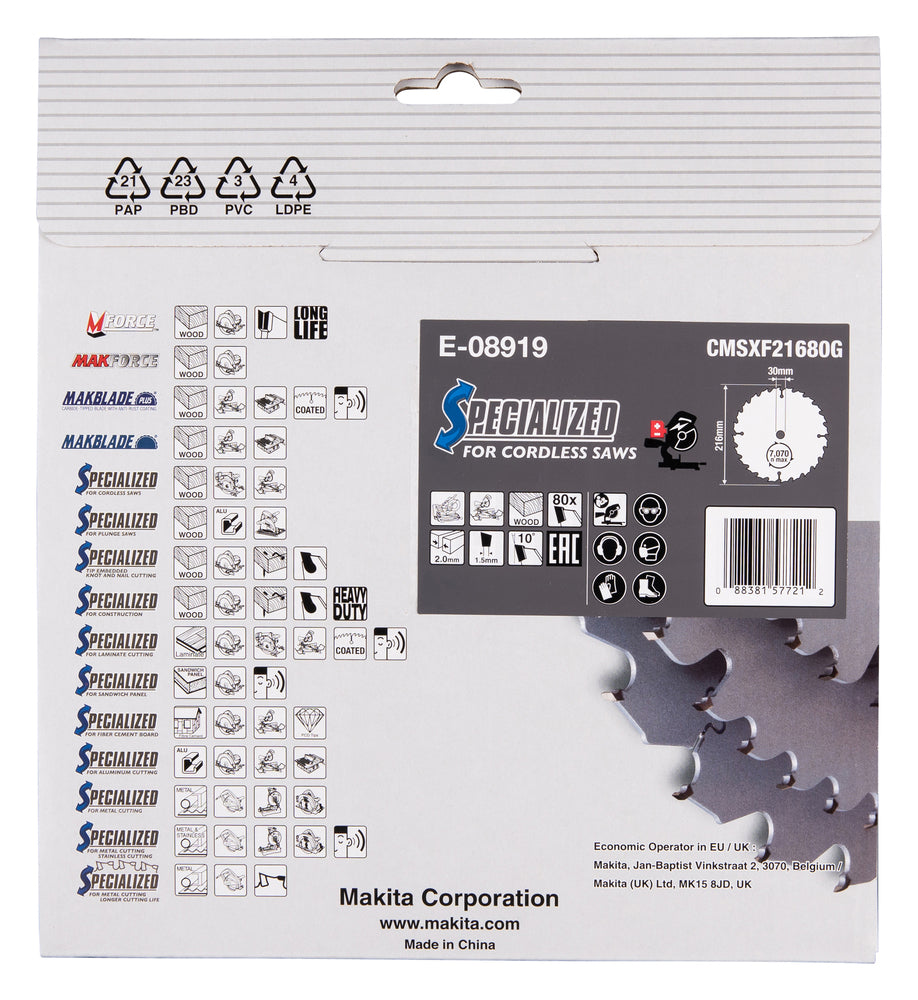 E-08919 Sägeblatt 216x2,0x30, 80Z EFFICUT