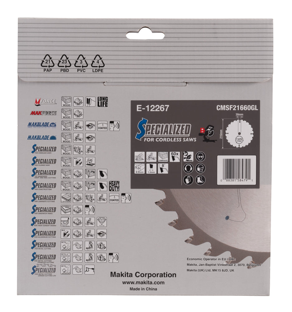 E-12267 Sägeblatt 216x2,0x30, 60Z EFFICUT