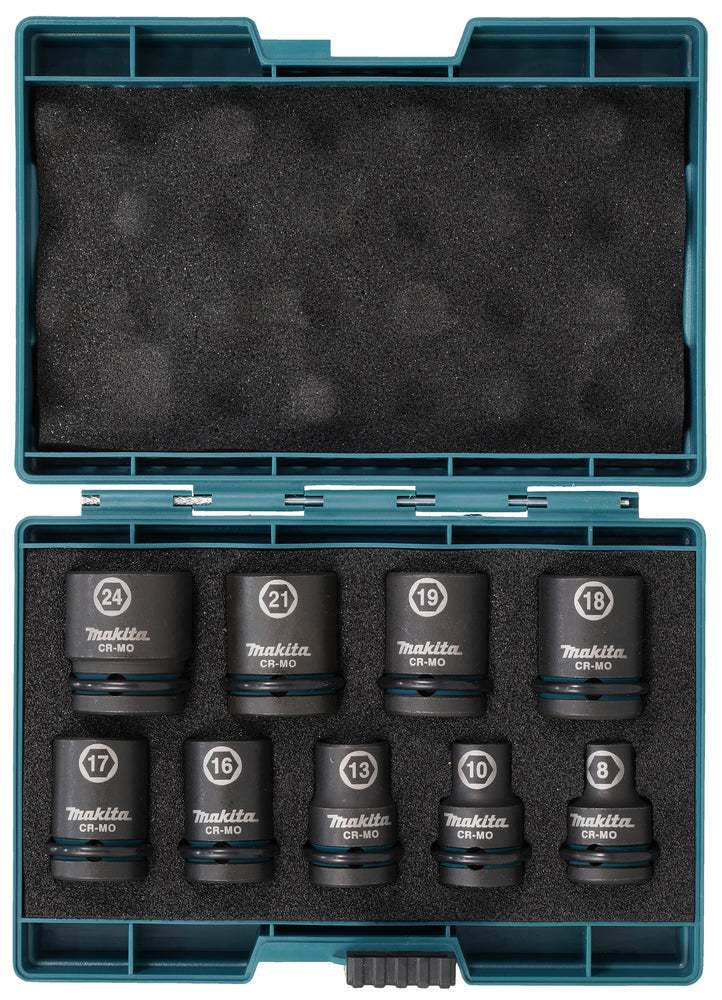 E-16564 Schlagnuss-Set 9-tlg. 1/2" Impact Black