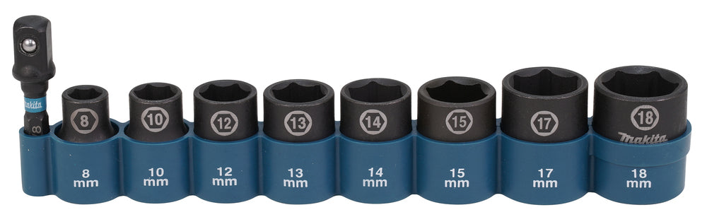 E-16639 Schlagnuss-Set 9-tlg. 3/8" Impact Black