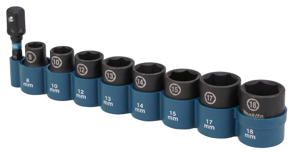 E-16639 Schlagnuss-Set 9-tlg. 3/8" Impact Black