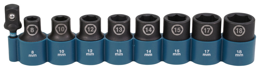 E-16645 Schlagnuss-Set 9-tlg. 1/2" Impact Black