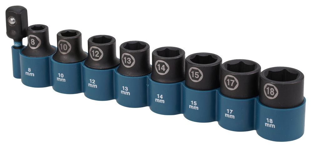 E-16645 Schlagnuss-Set 9-tlg. 1/2" Impact Black