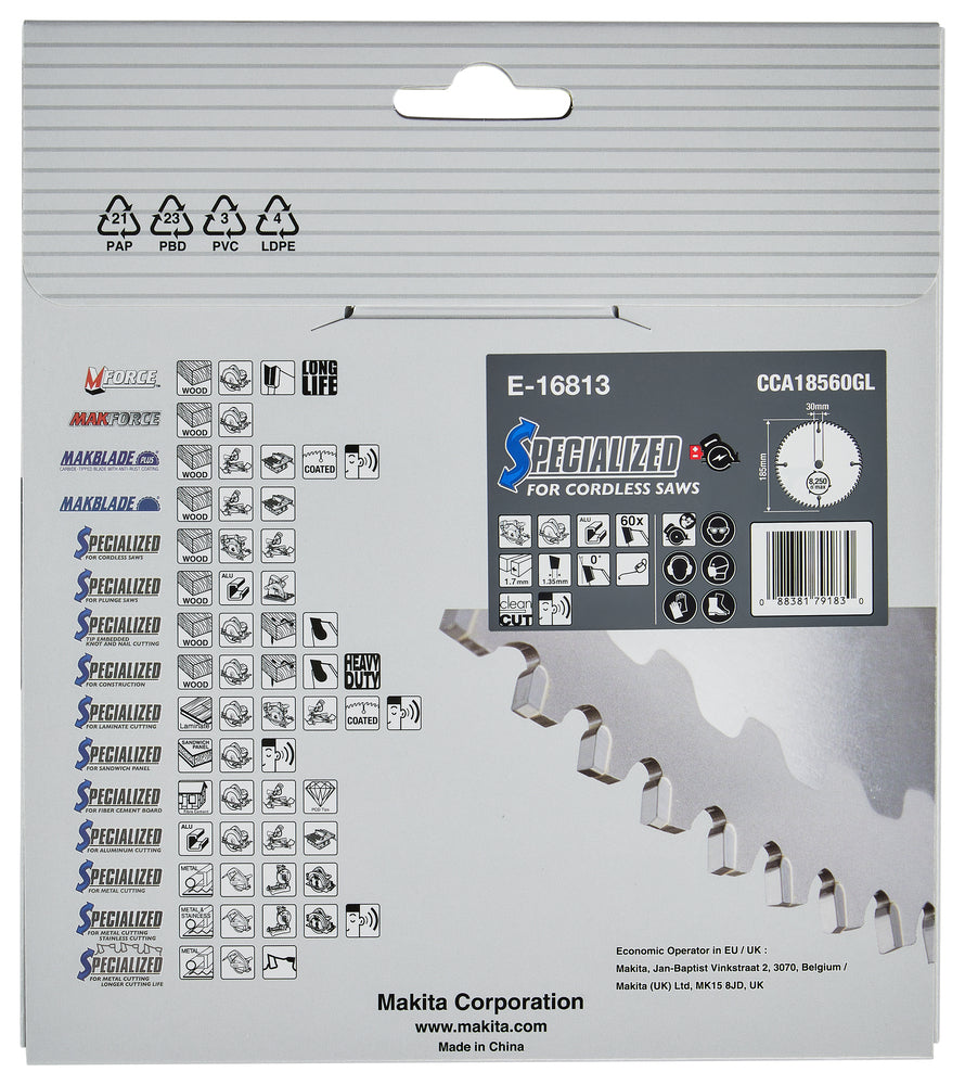 E-16813 Kreissägeblatt 185x30x60Z EFFICUT Aluminium