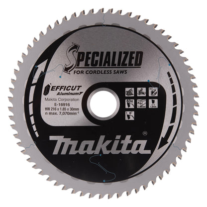 E-16916 Kreissägeblatt.216x30x63Z Efficut Aluminium