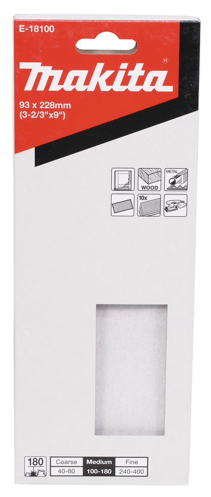 Schleifpapier P180 93x228mm   E-18100