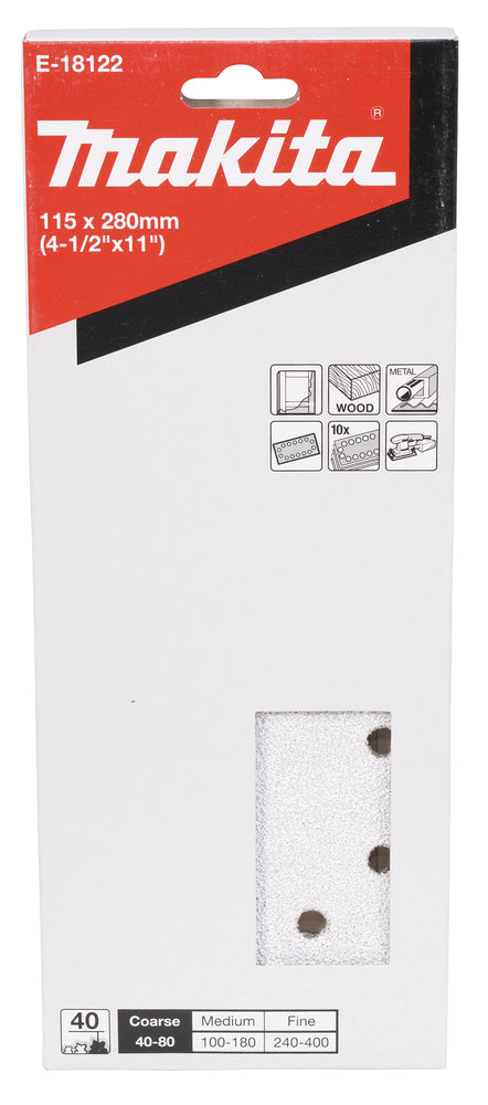 E-18122 Schleifpapier P40 115x280mm gelocht
