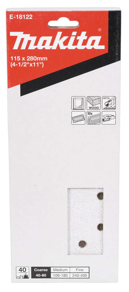 E-18122 Schleifpapier P40 115x280mm gelocht