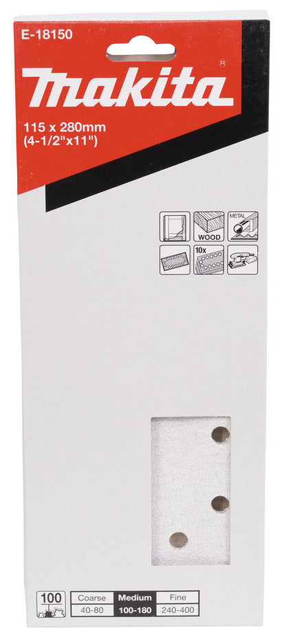 E-18150 Schleifpapier P100 115x280mm gelocht