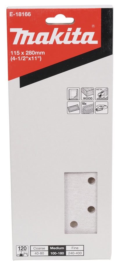 E-18166 Schleifpapier P120 115x280mm gelocht