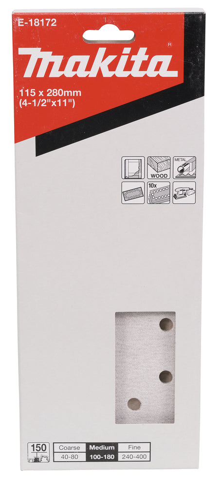 E-18172 Schleifpapier P150 115x280mm gelocht