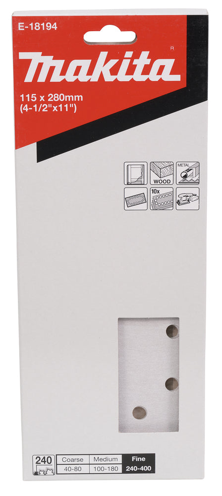 E-18194 Schleifpapier P240 115x280mm gelocht