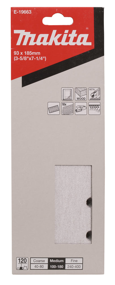 E-19663 Schleifpapier P120 93x185mm Klett