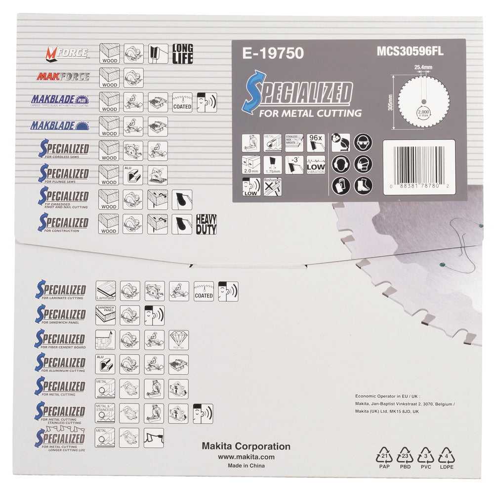 E-19750 Kreissägeblatt 305x25,4x96Z Efficut Metal
