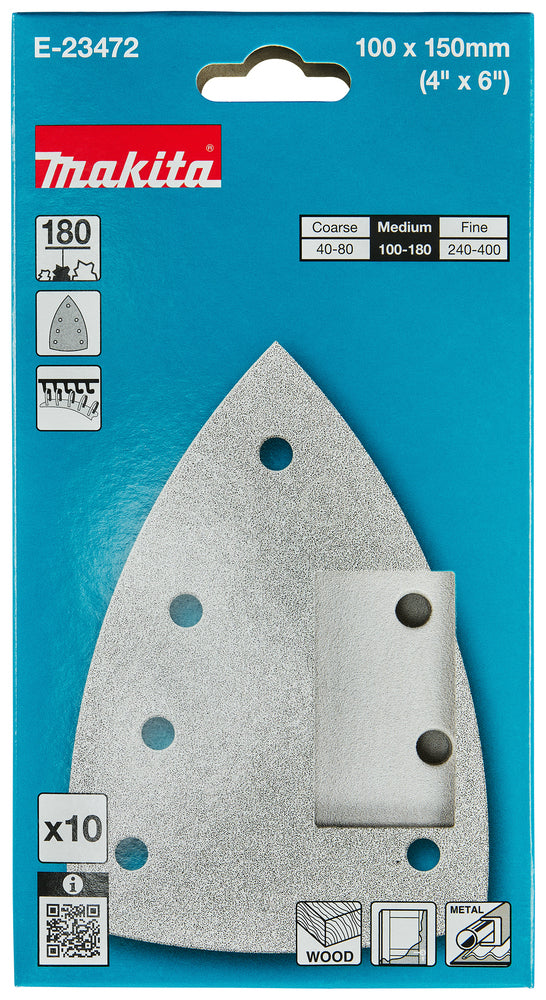 Schleifpapier A180 100x150mm Klett