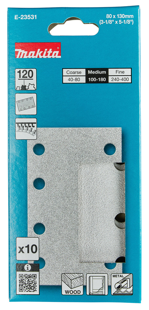 Schleifpapier A120 80x130mm Klett