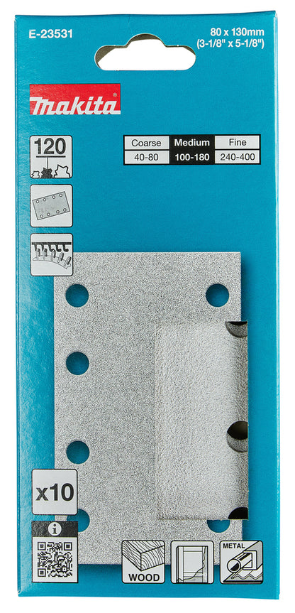 Schleifpapier A120 80x130mm Klett