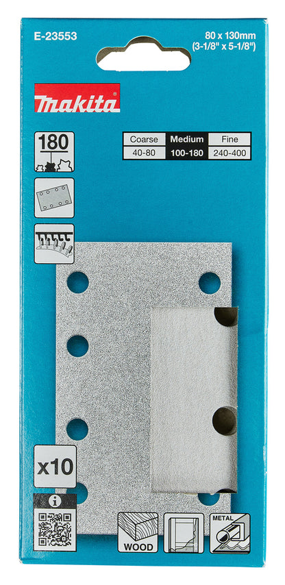 Schleifpapier A180 80x130mm Klett