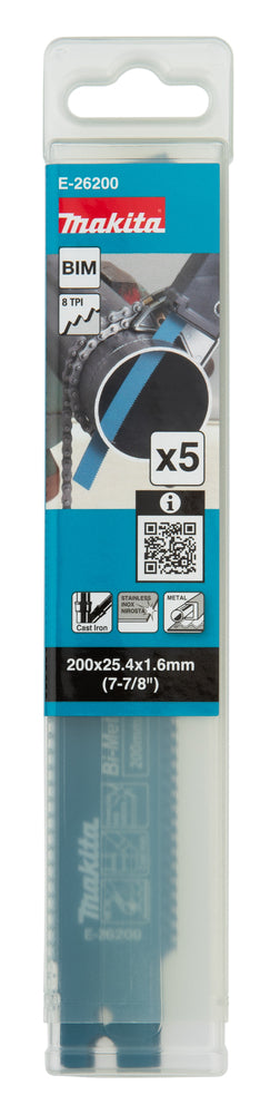 Reciprosägeblatt 200/8Z BiM Stahl/Gusseisen/Edelstahl 5Stk.