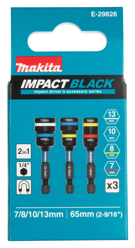 Steckschlüssel-Set 2-in-1 3-tlg. Impact Black