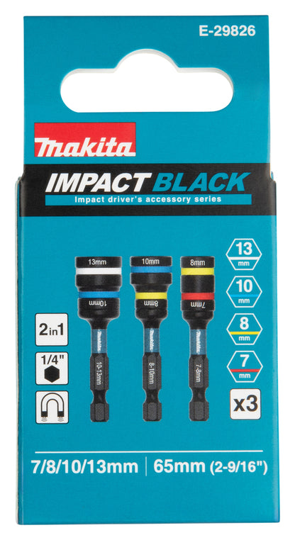 Steckschlüssel-Set 2-in-1 3-tlg. Impact Black